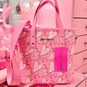Pink Holiday Gingerbread Candy Cane Tote Bag Betsey Johnson Limited Edition